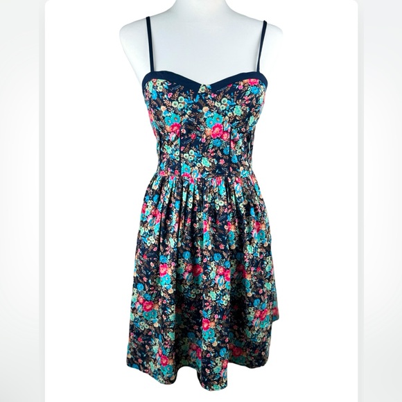 Band of Gypsies Navy Floral Sun Dress Small - Picture 1 of 9